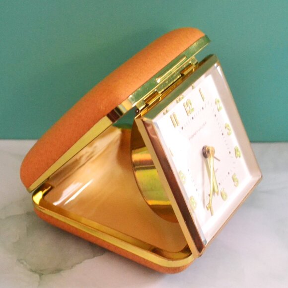 Phinney Walker Vintage Travel Alarm Clock Folding Case 1950s-1960s Retro - Picture 2 of 7